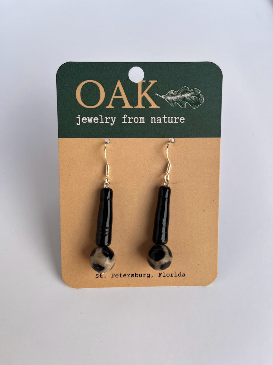 Black Horn and Dalmation Jasper Earrings