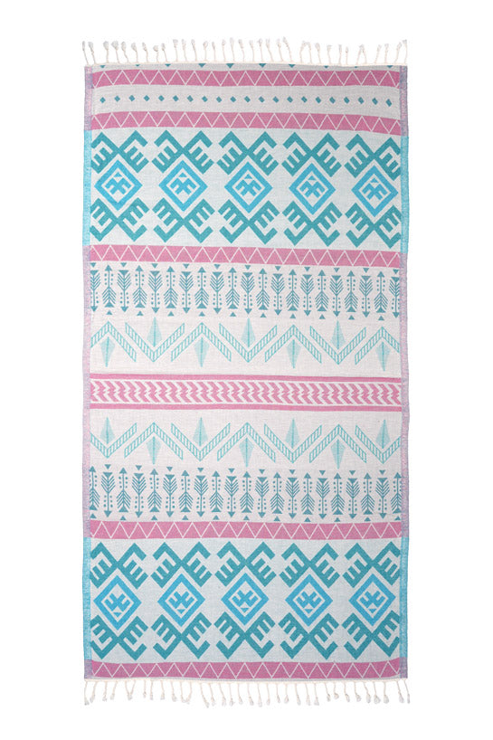 Aztec Pattern Rose Pale Turkish Towel